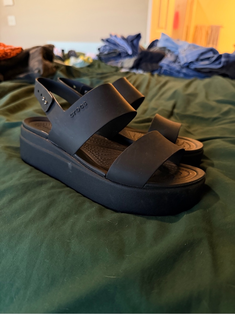 CROCS Women's Black Platform Slide Sandals